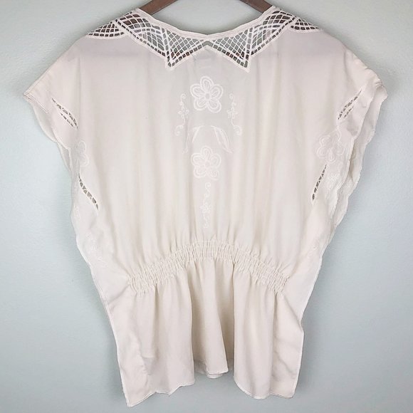 $10 CLEARANCE! Forever 21 Porcelain Lace Boho Peasant Top - Picture 3 of 4
